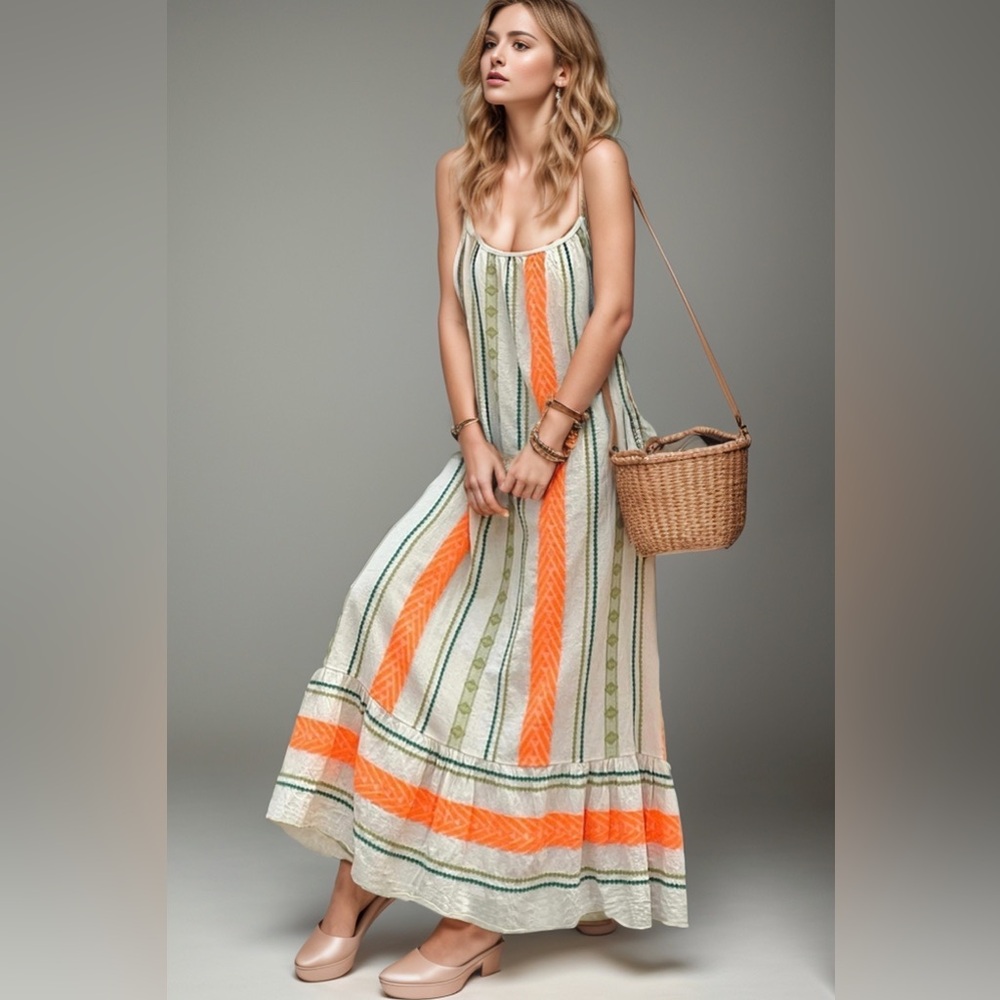 Ruffle Hem Printed Spaghetti Strap Cami Dress